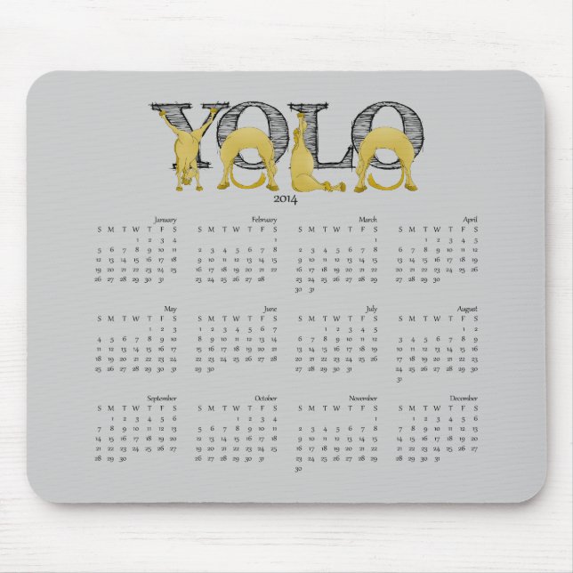 Mousepad calendário flexível de pôneis YOLO 2014 (Frente)