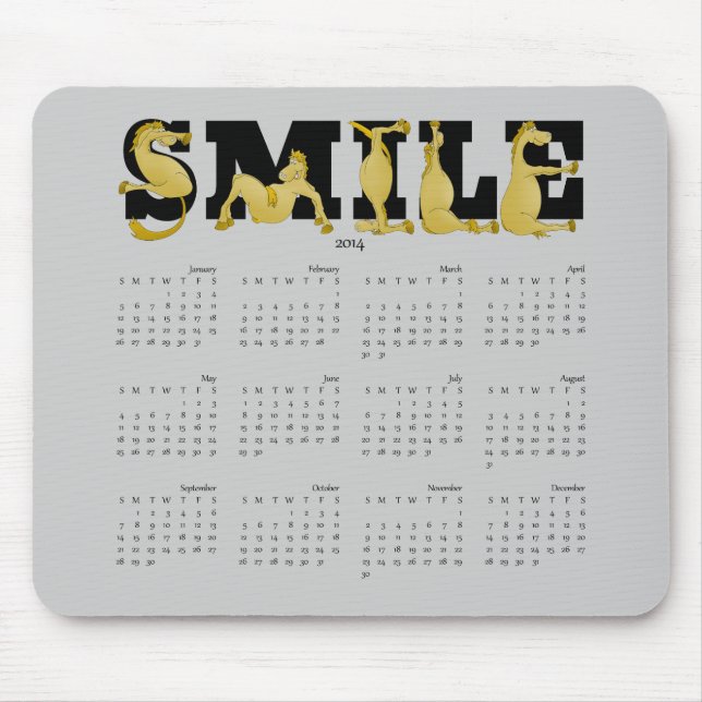 Mousepad Calendário flexível dos pôneis SMILE 2014 (Frente)