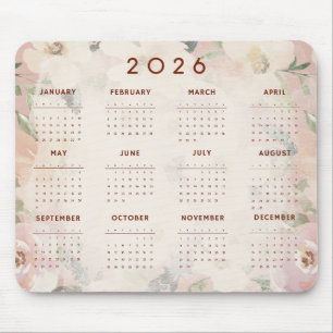 Mousepad Calendário Floral Fofo de 2026