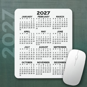 Mousepad Calendário - fundo branco - Vertical