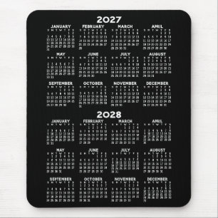 Mousepad Calendário - fundo preto - Vertical