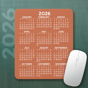Mousepad Calendário - fundo terra cotta - Vertical