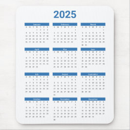 Mousepad Calendário geral do Bliue e White 2025