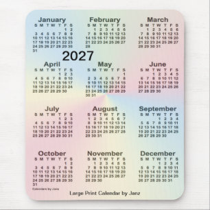 Mousepad Calendário grande Impressão do Rainbow Cloud 2027 