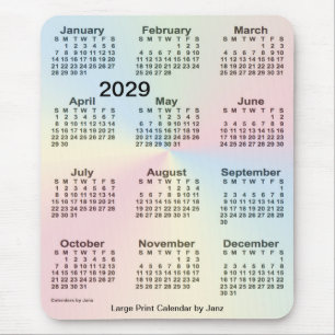 Mousepad Calendário grande Impressão do Rainbow Cloud 2029 