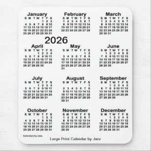 Mousepad Calendário Impressão branco de 2026 por Janz