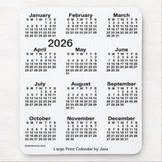 Mousepad Calendário Impressão branco de 2026 por Janz