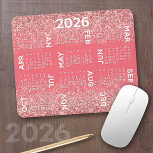 Mousepad Calendário - impressão de brilho rosa