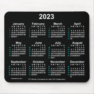 Mousepad Calendário ISO 2023 Neon White 52 Semanas por Jan