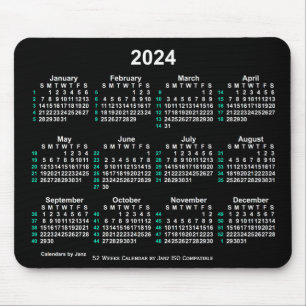 Mousepad Calendário ISO 2024 Neon White 52 Semanas por Janz