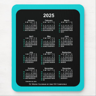Mousepad Calendário ISO 2025 Neon 52 Semanas por Janz Dois 