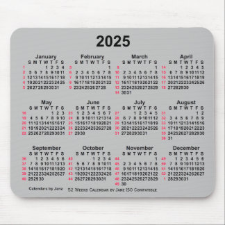 Mousepad Calendário ISO 2025 Silver 52 Semanas por Janz