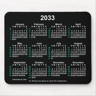 Mousepad Calendário ISO 2033 Neon White 52 Semanas por Janz
