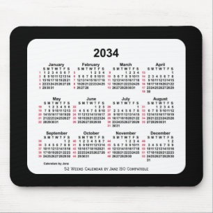 Mousepad Calendário ISO 2034 Black 52 Weeks por Janz Dois T