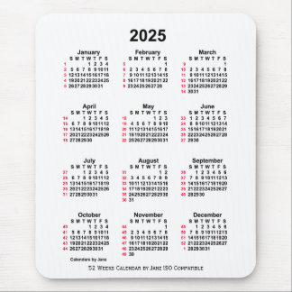 Mousepad Calendário ISO de 2025 White 52 Semanas por Janz