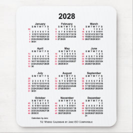 Mousepad Calendário ISO de 2028 White 52 Semanas por Janz