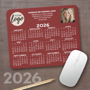 Mousepad Calendário - logotipo, foto, burgundy do contato c