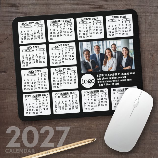 Mousepad Calendário - logotipo, negócios de foto (2027 Calendar Mousepad)