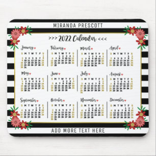 Mousepad Calendário Mensal 2022   Pré-Brisas Florais