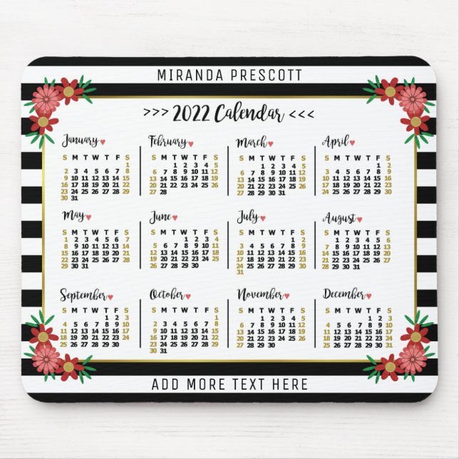 Mousepad Calendário Mensal 2022 | Pré-Brisas Florais (Frente)