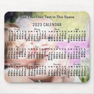 Mousepad Calendário Mensal 2023 Ano Texto Preto Adicionar F