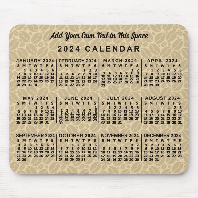 Mousepad Calendário Mensal 2024 Feijões de Café Personaliza (Frente)