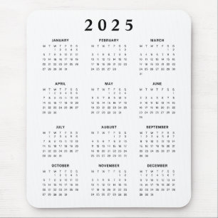 Mousepad Calendário Mensal 2025
