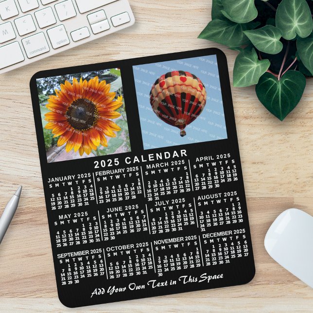 Mousepad Calendário Mensal 2025 Anos Preto Personalizado 2  (Criador carregado)