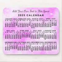 Calendário Mensal, Cor de Água, Rosa-Rosa, 2025 An