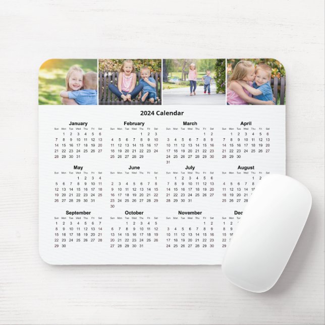 Mousepad Calendário Mensal da Colagem de Fotos da Família P (Com mouse)