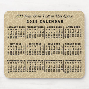 Mousepad Calendário Mensal de 2018 Feijões de Café Perso