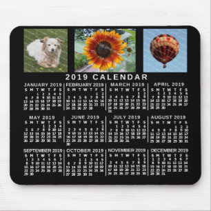 Mousepad Calendário Mensal de 2019 - 3 Fotos Personalizada