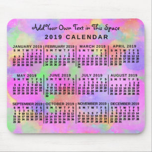 Mousepad Calendário Mensal de 2019 Calendário Mensal Arco