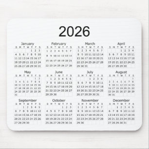Mousepad Calendário Minimalista Simples 2026