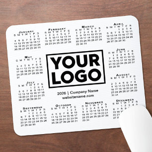 Mousepad Calendário Moderno 2026 Logotipo de Empresa Comerc