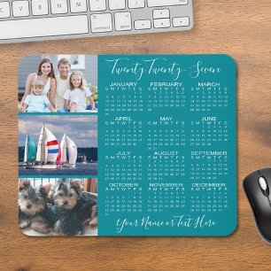 Mousepad Calendário Moderno 2027 Personalizado com 3 Fotos