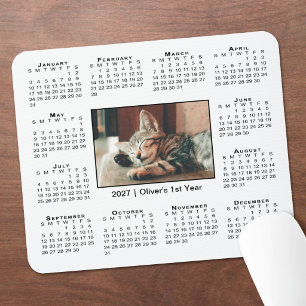 Mousepad Calendário Moderno 2027 Sua Foto Nome em Branco