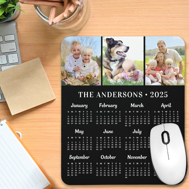 Mousepad Calendário Moderno 3 Fotos 2025 Personalizado 12 M (Criador carregado)