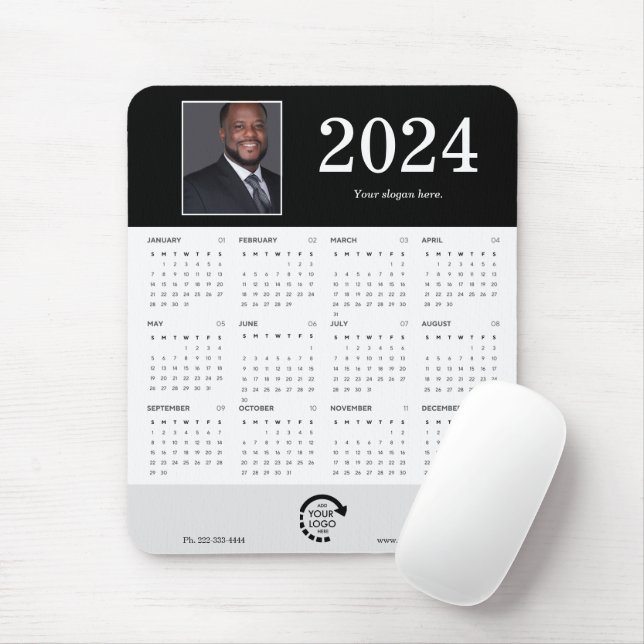 Mousepad Calendário Moderno da Empresa de Fotos 2024 (Com mouse)