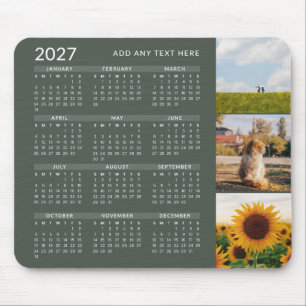 Mousepad Calendário Moderno Minimalista de 3 Fotos 2027 Ver