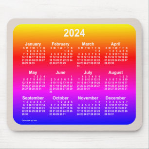 Mousepad Calendário Neon Rainbow 2024 de Janz Dois Tons