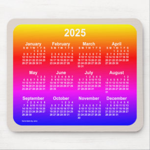 Mousepad Calendário Neon Rainbow 2025 por Janz Dois Tons