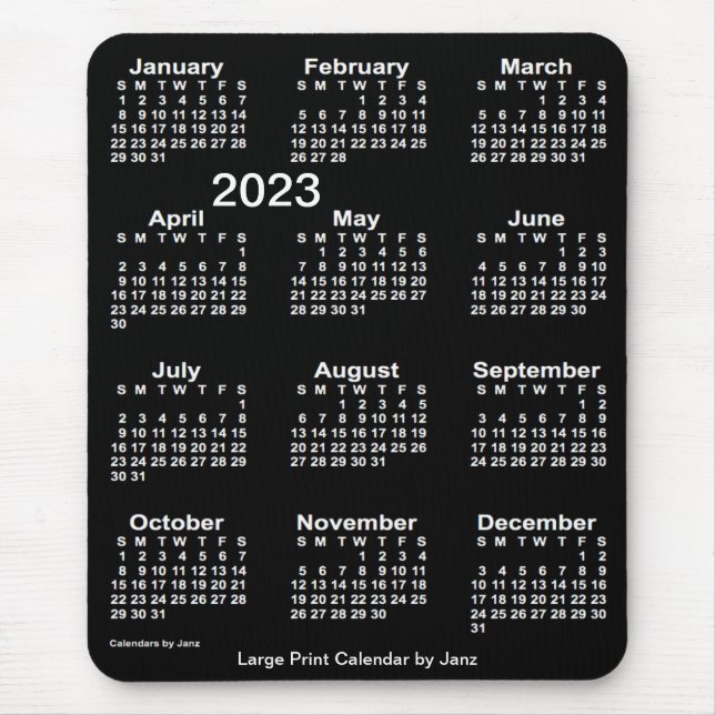Mousepad Calendário Neon White Large Impressão de 2023 por  (Frente)