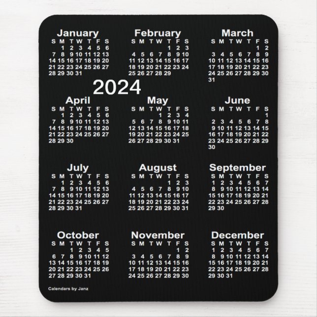 Mousepad Calendário Neon White Large Impressão de 2024 por  (Frente)