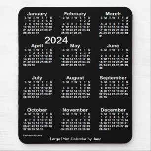 Mousepad Calendário Neon White Large Impressão de 2024 por 