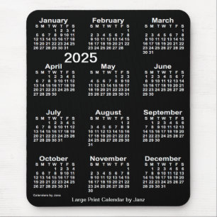 Mousepad Calendário Neon White Large Impressão de 2025 por 