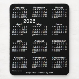 Mousepad Calendário Neon White Large Impressão de 2026 por