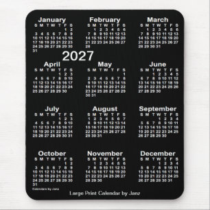 Mousepad Calendário Neon White Large Impressão de 2027 por 