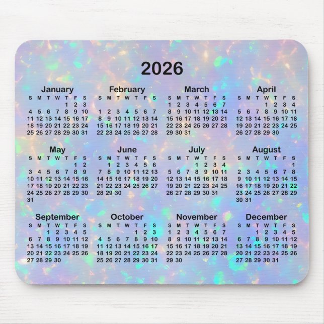 Mousepad Calendário Ombre Opala Periwinkle (Frente)