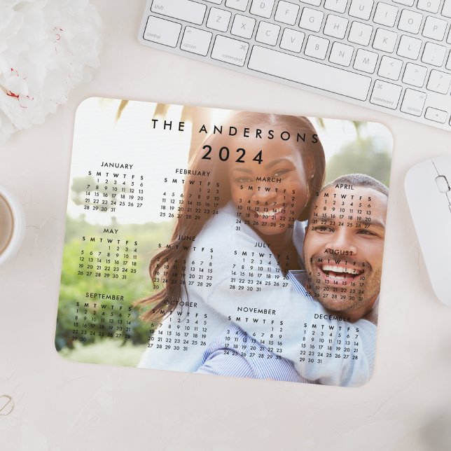 Mousepad Calendário Personalizado da Família Foto 2024 (Criador carregado)